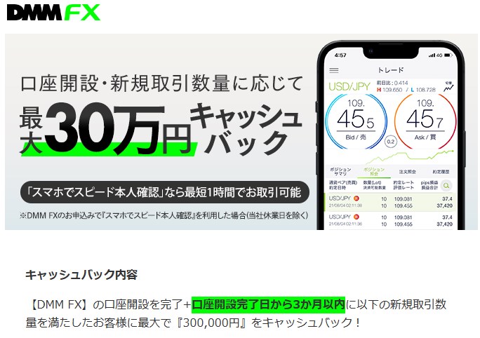 DMMFX30万円キャッシュバック